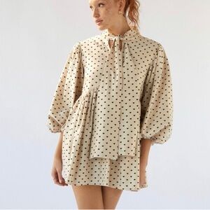 NWT Sister Jane Cream Mini Dress with Black Polka Dots